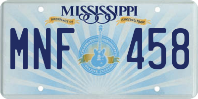 MS license plate MNF458