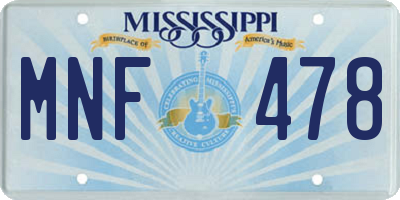 MS license plate MNF478