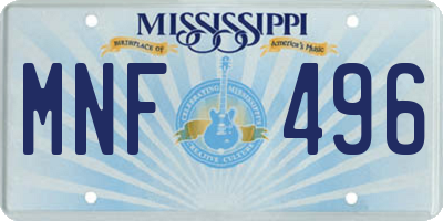 MS license plate MNF496