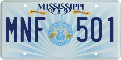 MS license plate MNF501