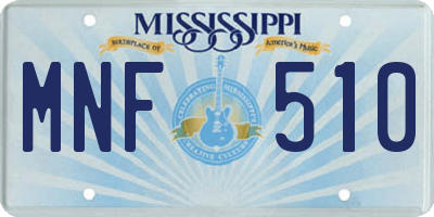 MS license plate MNF510