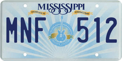 MS license plate MNF512
