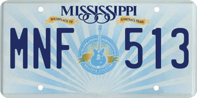 MS license plate MNF513