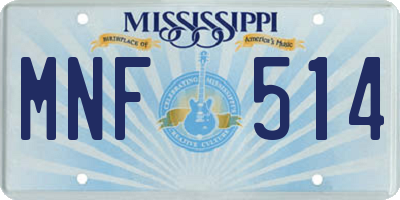 MS license plate MNF514