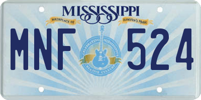 MS license plate MNF524