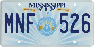 MS license plate MNF526