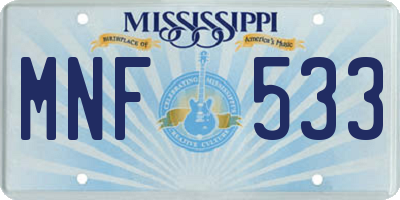 MS license plate MNF533