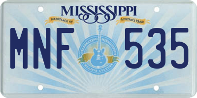 MS license plate MNF535