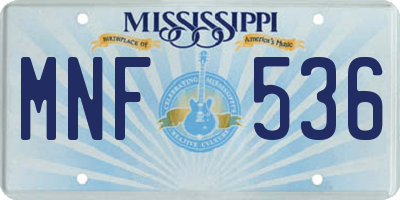 MS license plate MNF536