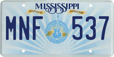 MS license plate MNF537