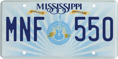MS license plate MNF550