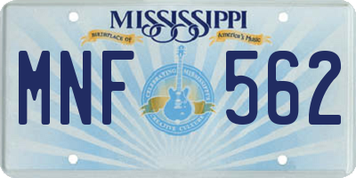 MS license plate MNF562