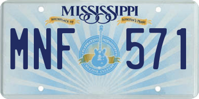 MS license plate MNF571