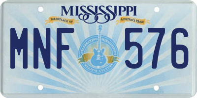 MS license plate MNF576