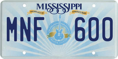 MS license plate MNF600