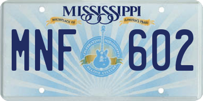 MS license plate MNF602