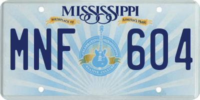 MS license plate MNF604