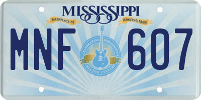 MS license plate MNF607