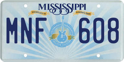 MS license plate MNF608