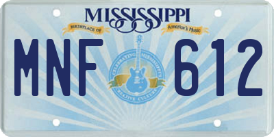 MS license plate MNF612