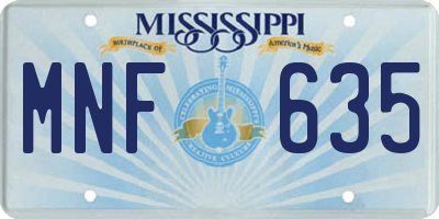 MS license plate MNF635
