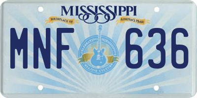 MS license plate MNF636