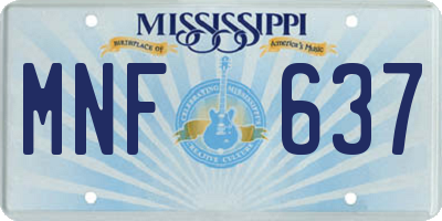 MS license plate MNF637