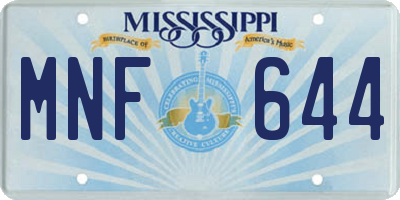 MS license plate MNF644