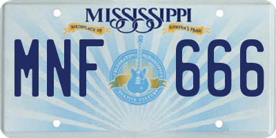 MS license plate MNF666