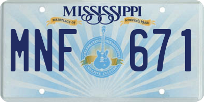 MS license plate MNF671