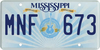 MS license plate MNF673