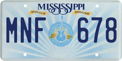 MS license plate MNF678