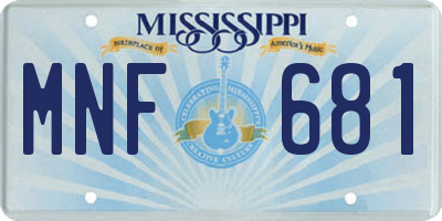 MS license plate MNF681