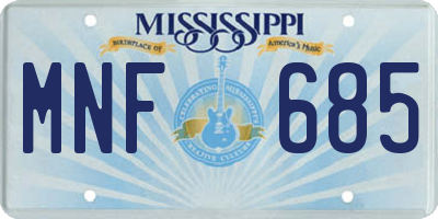 MS license plate MNF685