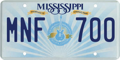 MS license plate MNF700