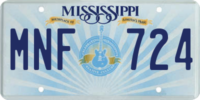 MS license plate MNF724