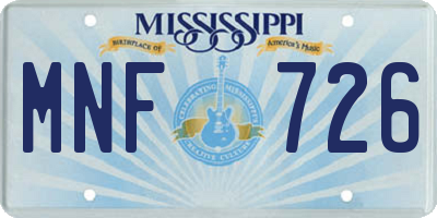 MS license plate MNF726
