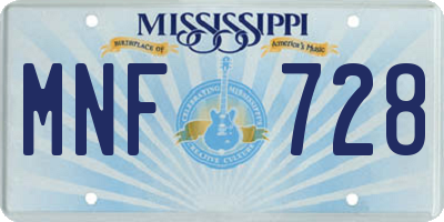 MS license plate MNF728
