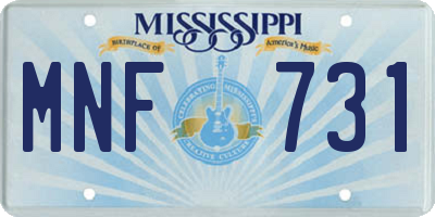 MS license plate MNF731