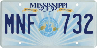 MS license plate MNF732