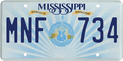 MS license plate MNF734