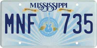 MS license plate MNF735