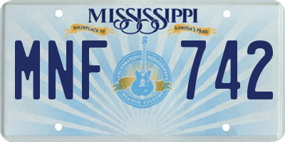 MS license plate MNF742