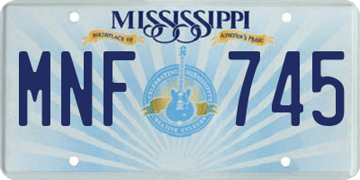 MS license plate MNF745