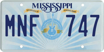 MS license plate MNF747