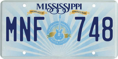 MS license plate MNF748