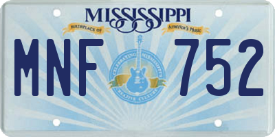 MS license plate MNF752