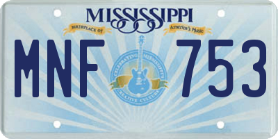 MS license plate MNF753