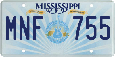 MS license plate MNF755