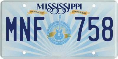 MS license plate MNF758